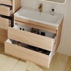 Style Line Мебель для ванной подвесная Атлантика 80, Люкс ясень перламутр, PLUS – фотография-5